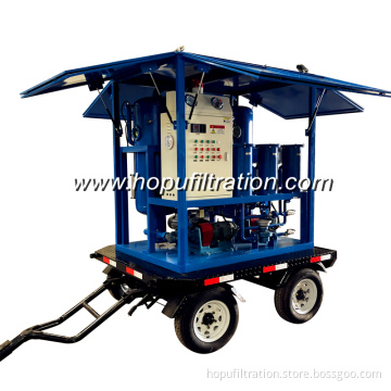 Mobile transformer oil filtration plant, weather-proof transformer oil purification equipment mounted with car wheels